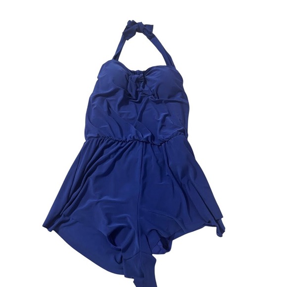 Aqua Green Blue Halter Romper Swimsuit Swimwear One Piece Size Small - Picture 1 of 7